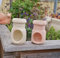 2-er Set Teelichthalter, echt Terracotta Terrakotta Garten Deko Gartenfackel Pyramide Windlicht