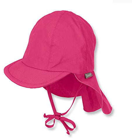 Sterntaler Schirmmütze Nacken - Mädchen Baby- und Kinder Mütze mit Nackenschutz und einsteckbaren Ohrenklappen - UV-Schutz 50+ Sommermütze zum Binden - Popeline (Bio) Kopfbedeckung - magenta, Größe 43
