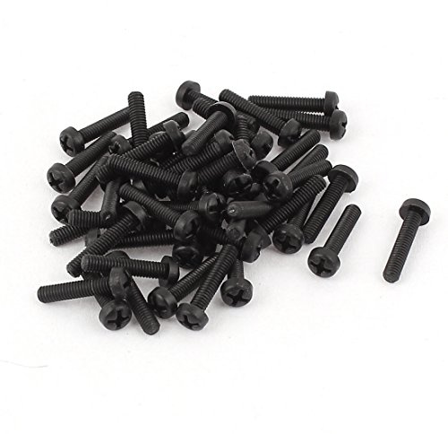 Sourcingmap M2.5 x 12mm Nylon Phillips Cross Pan Head Machine Screws Black 50 PCS