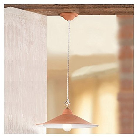 Lampadario in terracotta piatto liscio rustico country - Ø 43 cm