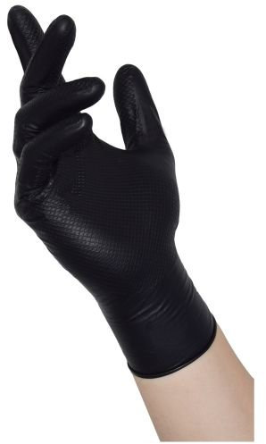 NITRAS TOUGH GRIP N schwarz, 50 Stück Nitril-Einmalhandschuhe mit rutschfester Innenhand Größe XXL