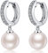 Ohrringe Silber Perlen Ohrringe Damen Hängend Sterling Silber 925 Perlenohrringe Weiß 8mm Muttertagsgeschenke