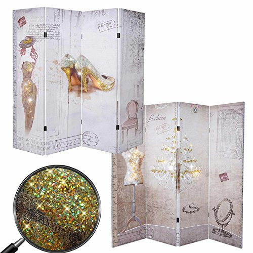 Mendler Foto-Paravent Vintage, Raumteiler Trennwand, Glitzer Retro Fashion MVG-Zertifiziert - 180x160cm