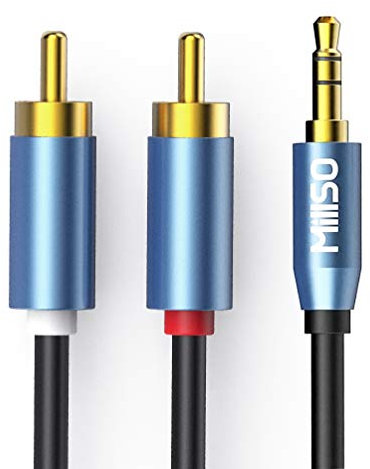 MillSO Cinch auf Klinke Kabel Stereo Audio Aux 3,5mm Klinke zu 2 Chinch RCA Y Kabel (Vergoldet Metall Stecker, Doppelte Schirmung) - 2M