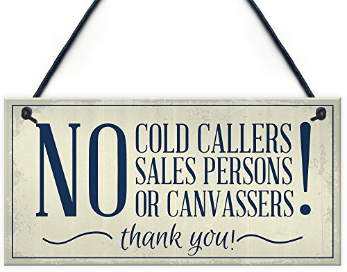 RED OCEAN No Cold Callers Canvassers Religious Groups Front Door House Garden Gate Plaque Home Decor