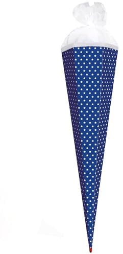 alles-meine.de GmbH Schultüte - blau/dunkelblau/Ultramarine - Sterne weiß - 85 cm - eckig - Tüllabschluß - Rohling - Zuckertüte - mit Holz Spitze - Bastelschultüte - Schu..