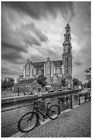 artboxONE Poster 120x80 cm Amsterdam Schwarzweiß AMSTERDAM Prinsengracht - Bild amsterdam fahrrad gracht