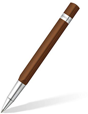 STAEDTLER TRX 412TRX7M-9ST Tintenroller (ergonomische Dreikantform, samtweiche Aluminium-Oberfläche, Aufsteckkappe mit Metallclip, Tintenroller Refill, Strichstärke M, Schreibfarbe: schwarz) braun