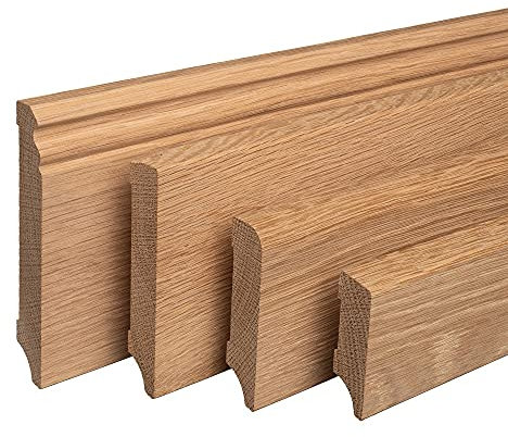 Sockelleiste aus Holz | EICHE | Massivholz-Fußleisten für Laminat Vinyl Parkett (Hamburg Berlin (profiliert), 60mm Eiche natur geölt)