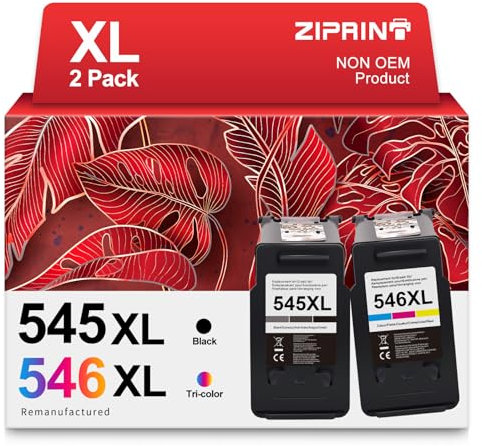 ZIPRINT 545xl 546xl Multipack Ersatz für Canon druckerpatrone 545 546 XL PG-545XL CL-546XL für Canon PIXMA TS3350 TR4550 TS3150 MG2550 MG2950 TS3151 TR4500 MX495(Schwarz/Farbe,2-Pack)