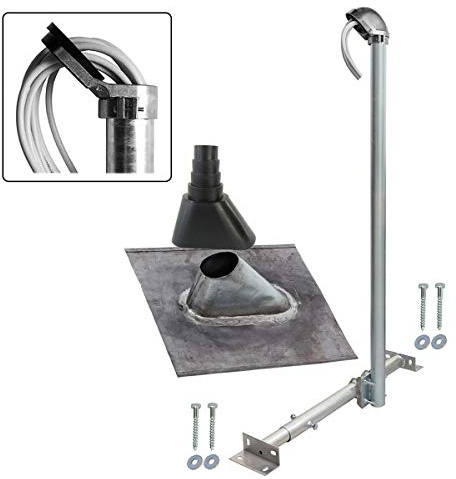 Premium X Basic X120-48 SAT TV Dachsparrenhalter 120cm Mast | Mit Kabeldurchführung | Dachabdeckung mit schwarzer Manschette | Für SAT-Antennen und Satellitenschüsseln