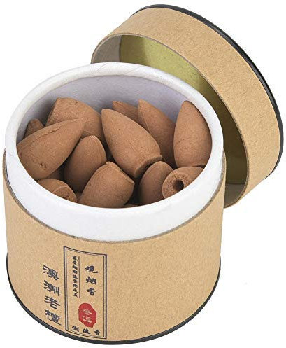 HEEPDD Cônes d'encens, 40Pcs cônes de Bois de Santal naturels de refoulement à Contre-Courant du Grain odorant pour l'usage intérieur Relaxation Positivité Yoga Méditation(Bois de Santal)
