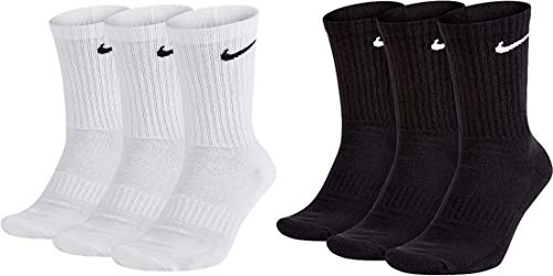 Nike SX7664 Lot de 6 paires de chaussettes de tennis pour homme et femme blanc/gris/noir Taille 34 36 38 40 42 44 46 48 50 Taille 34/38 Couleur : blanc/noir