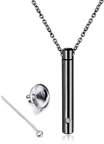 MUERDOU Ashes Necklace Cremation Jewelry Keepsake Holder Memorial Locket Cylinder Urn Necklace for Ashes Pendant