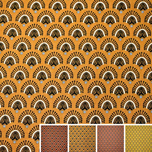 MAGAM-Stoffe Lille Muster Baumwollstoff Oeko-Tex Meterware 50cm (02. Dijon-Ocker)