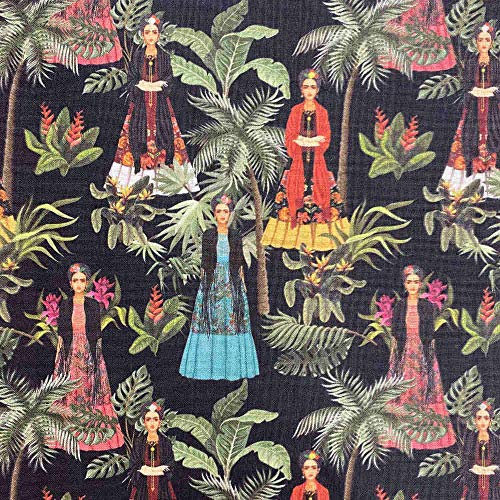 Kt KILOtela Patchwork Stoff Meterware - Digitaldruck - 100 % Baumwolle - 140 cm Breite - Länge wählbar 50 in 50 cm, Frida Warhol, Nacht - Mehrfarbig, Schwarz