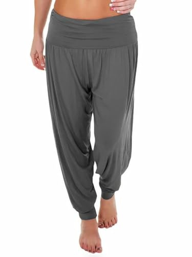 R&N FASHIONS Ladies Plus Size Harem Trousers Women's Full Length Stretch Casual Pants (Dark Grey, 12-14)