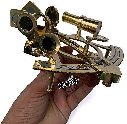 Antique Vibes Henry Barrow Co. London Maritime Navi Sextant Kompass Vintage Astrolabier Seemann Richtschiff Boot L Gold Glänzendes Messing