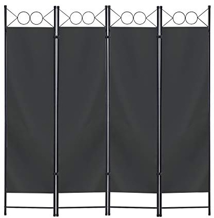 CLIPOP 4-Panel Room Protective Screens, Folding Panel Divider Screen Movable Protective Separator Partition Wall Furniture for Living Room Bedroom and Office (Grey)