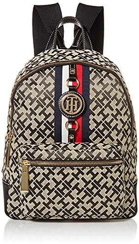 Tommy Hilfiger Damen Jaden Geo Jacquard Rucksack, Schwarz/Alpaka, Einheitsgröße