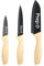 MasterChef Knife Set of 3 Kitchen Knives (Chef, Paring & Utility) Professional, Extra Sharp, Stainless Steel Blades With Non Stick Coating & Wood-Look Soft Touch Grip, Natural Collection 3 Piece