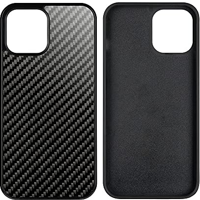 FLG Carbon Handyhülle für iPhone 12 & 12 Pro, Echt Carbon Rückseite, TPU-Rand, Stoßfestes Case, Ultra Slim, Kratzfest, Schwarz
