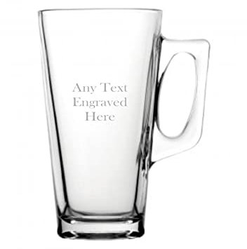 [Custom] Personalised Engraved Latte Glass Conic Mug 13.25oz (38cl) - toughened Christmas Birthday Gift Any Text Engraved.