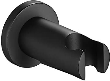 ENKI, B24, Premium Modern Shower Handset Parking Bracket Wall Shower Head Holder Solid Brass, Round Wall Bracket for Shower Heads, Black
