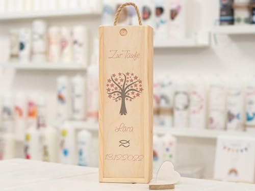 Aufbewahrungsbox Holz personalisiert Baum rosa für Deine Kerze 53955