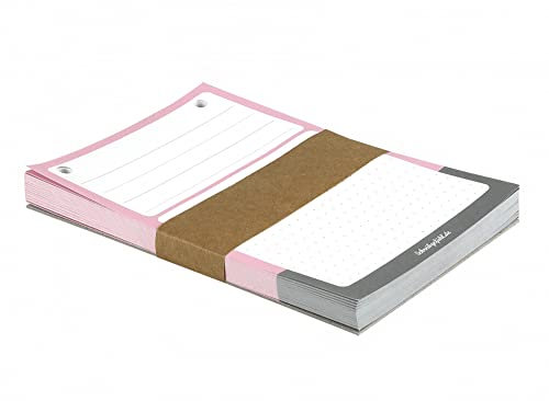 Notizzettel Herr Merkel - StrichPunkt.Pink | Notizblock | DIN A6 | 100 Blatt | gelocht | Nachfüllpack mit großen Schreibflächen (pink/grau) für Notizzettelhalter “Herr Merkel“ - Schreibgefühl
