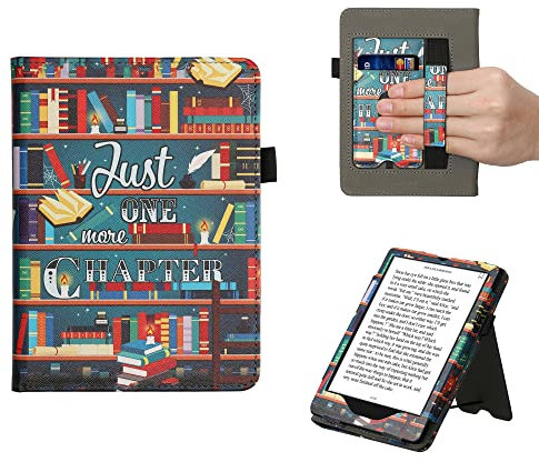 kwmobile Klapphülle kompatibel mit Amazon Kindle Paperwhite 11. Generation 2021 Hülle - Flipcase für Kindle Paperwhite Hülle mit Handschlaufe - Bibliothek Motto