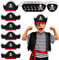 COLOFALLA 12 Stück Piraten Zubehör Set 6 pcs Piratenhut Kinder 6 pcs Augenklappe Pirat Filz Augenmaske Schädel Piraten Hut Accessoires für Kindergeburtstag Halloween Maskerade Piratenparty