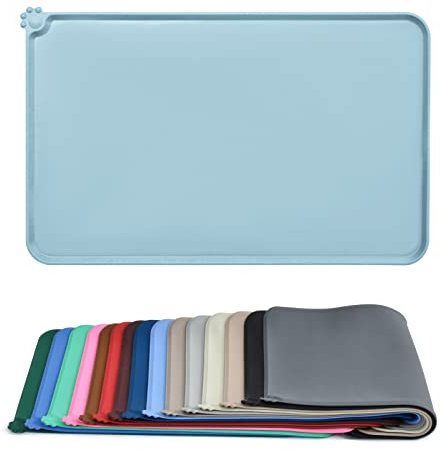 AUDWUD Silicone Waterproof Dog Cat Pet Feeding Mats,Anti-Slip Pet Bowl Mats,Pet Feeding Mat, 47x30 cm (Pack of 1)