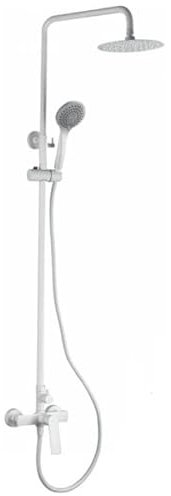 IMEX - Barra conjunto de ducha extensible, Conjunto monomando, Grifería de baño, Columna de ducha Luxor Blanco Mate - BDX023/BL