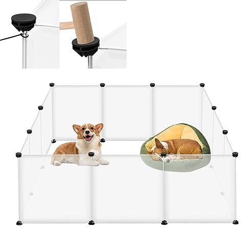 YUENFONG Freigehege Kaninchen Kleintiergehege Freilaufgehege Gittergehege Meerschweinchen Nagergehege Laufgitter aus Kunststoff, für Haustier, Kleintier, 145x75x48cm(12 Stück ohne Tür)