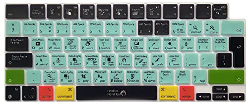 MiNGFi Photoshop Shortcuts Silicone Keyboard Cover for MacBook Air M2 13.6 A2681 MacBook Pro 14 16 M1/M2 Pro/Max A2779(2023) A2442 A2780(2023) A2485 chip Touch ID EU/ISO Keyboard layout