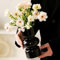Ins Moderne Vasen, Hydroponische Glasblumenvase, Tulpenvase Glasblasenvase für Blumen, Dreischichtige Glasvase für Dekoration, Geometrische Glasvase für Haus/Büro/Hochzeit/Party（Schwarz）