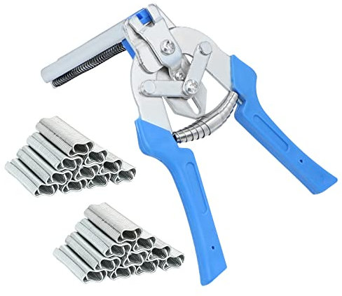MOGOULUA Hog Ringzangen Set Haustierkäfig Zange mit 1200 Stück Zaunzange Ringe Clip Automatische Zaun Zange für Matratzen Auto Kissen Sofas Zäune Pet Käfige Installation Equipment Tool (Blau)