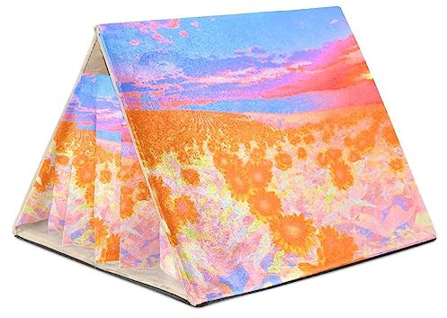 KQNZT Hamster Hideout, Hamster House, Guinea Pig Hideout, Ventilated Habitats Decor for Chinchilla Hamster Gerbils Mouse, Sunflower Field Sunrise Floral Art Pink
