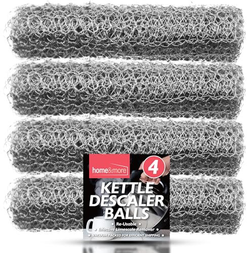 SOL 4pk Kettle Descaler Balls, Reusable Limescale Remover, Durable Stainless Steel Wire Ball & Prevent Furring & Prolong Appliance Lifespan, Easy to Use to Remove Grease, Stains & Grime