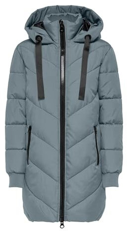 JDY Damen Steppjacke JDYSkylar Padded gesteppter Kurzmantel mit Kapuze 15207784 Chateau Gray/Black L