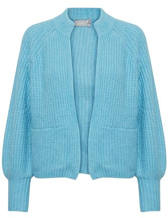 fransa FRBEVERLY CAR - 20611121 Damen Strickjacke Cardigan Fein-Strick, Größe:XL, Farbe:Ethereal Blue Melange (1543231)