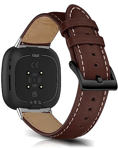 RoiYeel Cinturino Compatibile con Fitbit Versa 4/Versa3/Sense 2/Sense, Cinturini di Ricambio in Pelle Morbida， Ricambio Bracciale per smartwatch per Fitbit Versa 4/Fitbit Versa 3 Rosso Marrone