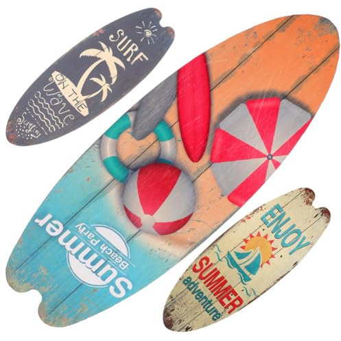 Tofficu 3 Stücke Strand Decor Holz Surfbrett Kunst Kunst Thema Decor Kunst