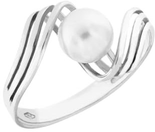 Ring aus 18 Karat Weißgold mit natürlicher Perle, Ohne Steine