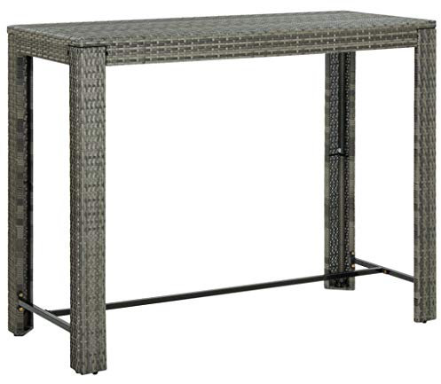 AUUIJKJF Home Outdoor OthersGarden Bartisch, Polyrattan, 140,5 x 60,5 x 110,5 cm, Grau