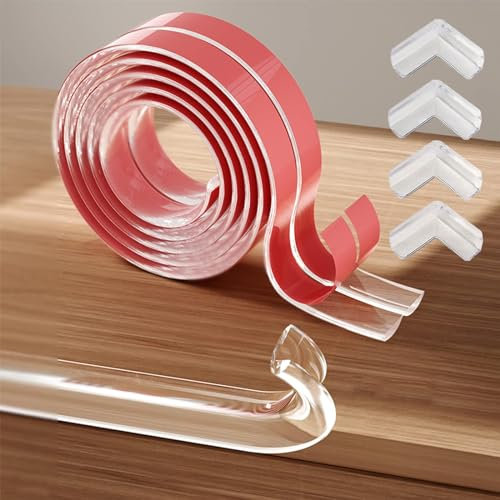 Kantenschutz Baby Transparent, Eckenschutz Baby Transparent Klebestreifen with 4 Ecken Kantenschutz, Silikon Baby Kantenschutz Silikon Baby Kantenschutz (2m+4 Schutzwinkel)