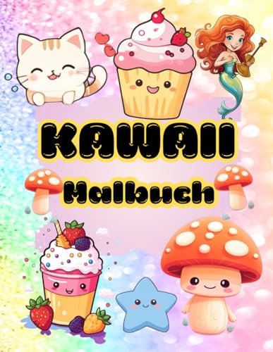 Kawaii Malbuch: Liebenswerte Tiere, Leckereien, Meerjungfrauen, Einhörner, Pilze, Haus, Niedliches Kawaii-Ausmalbuch für Kinder: Einfache und ... Super Kawaii, Kawaii Mädchen, Kawaii Tiere,
