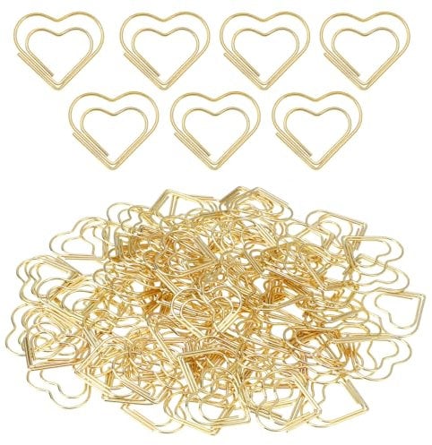 100 Stück Büroklammern Herz Groß Gold Büroklammer Herz Paper Clips motiv Liebe Büroklammern mit Transparentbox Herzförmige büroklammern Für Schule Büro Vorräte Dekorative Hochzeiten Postkarten