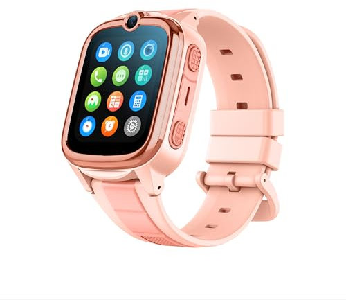 Kids Smartwatch Reloj Inteligente para Niños y Niñas, GPS, Llamadas 4G, Boton SOS, Videollamada, Chat, Waterproof Ip67, Foto y Escucha Remota, Alarma, Modo No Molestar, Diversos colores. (Rosa)